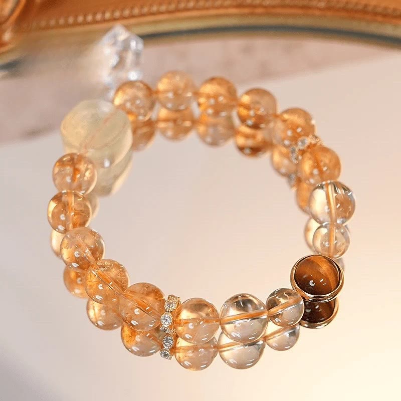 Wear FengShui Topaz Citrine Tiger Eye Zakiram Goddess of Wealth Bracelet