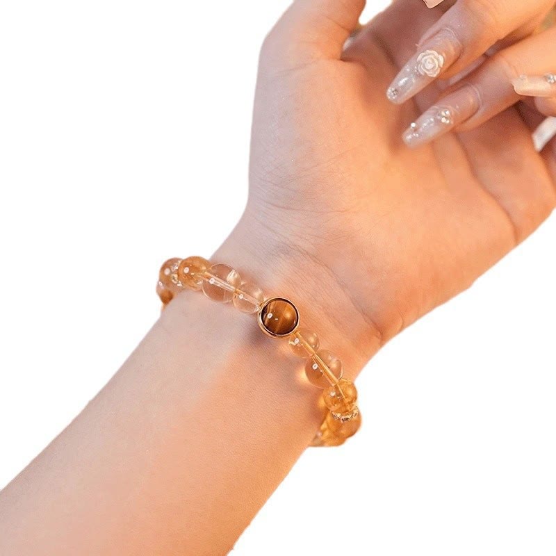 Wear FengShui Topaz Citrine Tiger Eye Zakiram Goddess of Wealth Bracelet