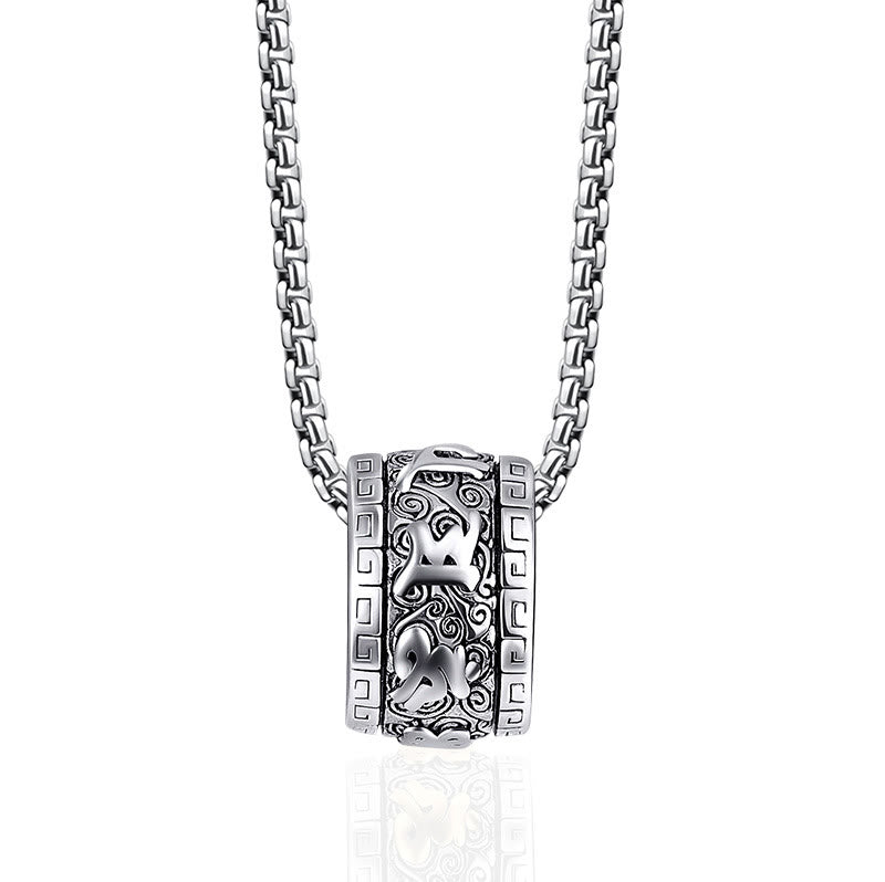 Wear FengShui Tibetan Om Mani Padme Hum Titanium Steel Peace Necklace Pendant