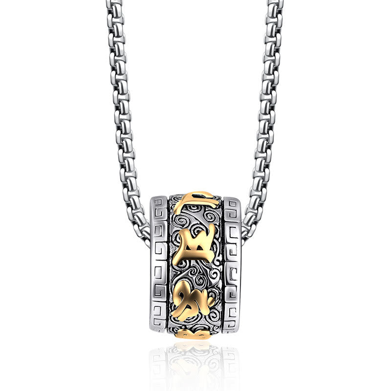 Wear FengShui Tibetan Om Mani Padme Hum Titanium Steel Peace Necklace Pendant