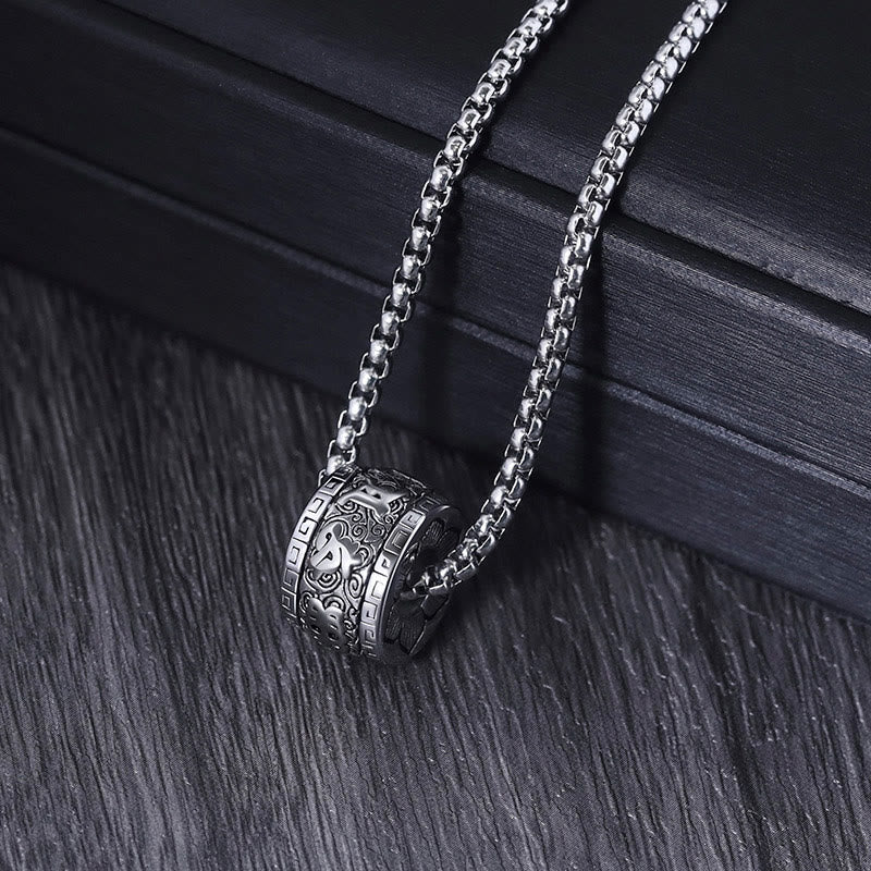 Wear FengShui Tibetan Om Mani Padme Hum Titanium Steel Peace Necklace Pendant