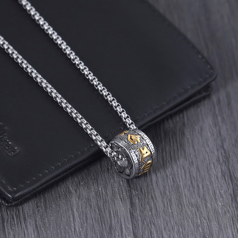 Wear FengShui Tibetan Om Mani Padme Hum Titanium Steel Peace Necklace Pendant
