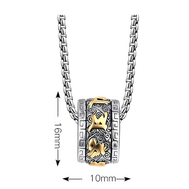 Wear FengShui Tibetan Om Mani Padme Hum Titanium Steel Peace Necklace Pendant