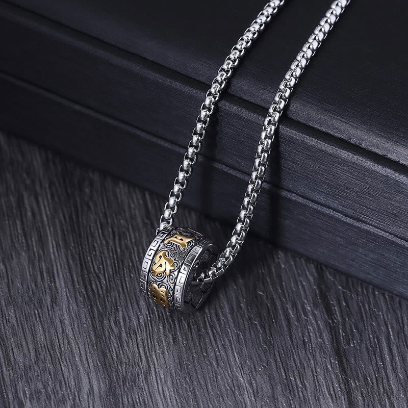 Wear FengShui Tibetan Om Mani Padme Hum Titanium Steel Peace Necklace Pendant
