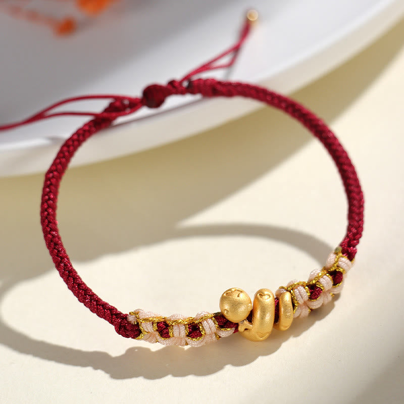 Wear FengShui Handmade 999 Sterling Silver Year Of The Snake Red String Heart Peach Blossom Luck Bracelet