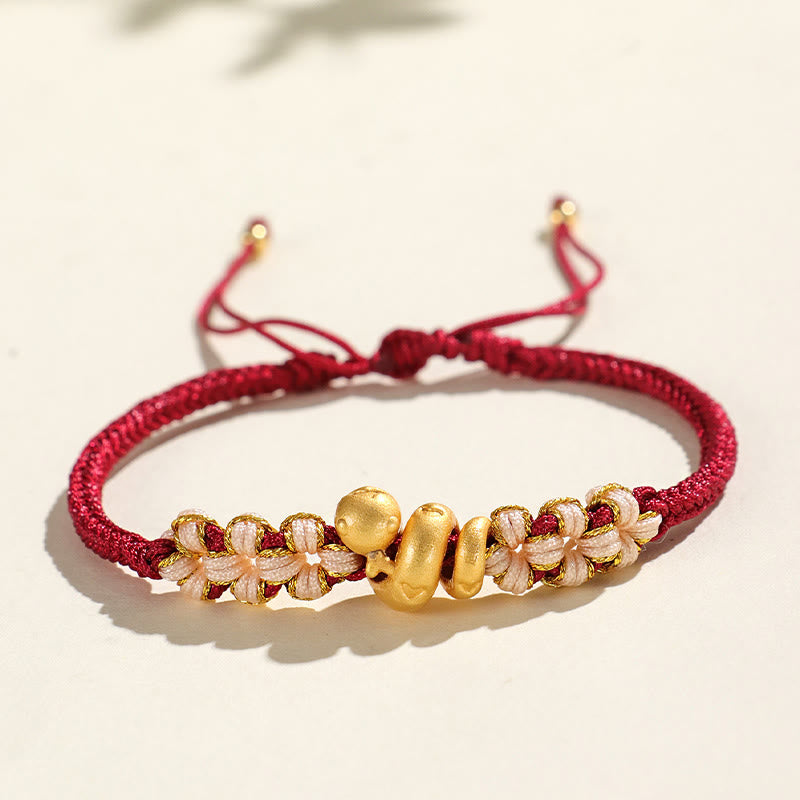 Wear FengShui Handmade 999 Sterling Silver Year Of The Snake Red String Heart Peach Blossom Luck Bracelet
