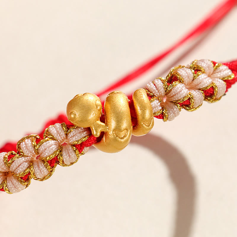 Wear FengShui Handmade 999 Sterling Silver Year Of The Snake Red String Heart Peach Blossom Luck Bracelet