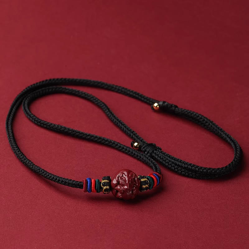 Wear FengShui Cinnabar Chinese Zodiac Black String Blessing Necklace Pendants