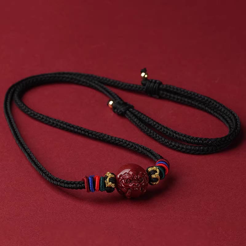 Wear FengShui Cinnabar Chinese Zodiac Black String Blessing Necklace Pendants