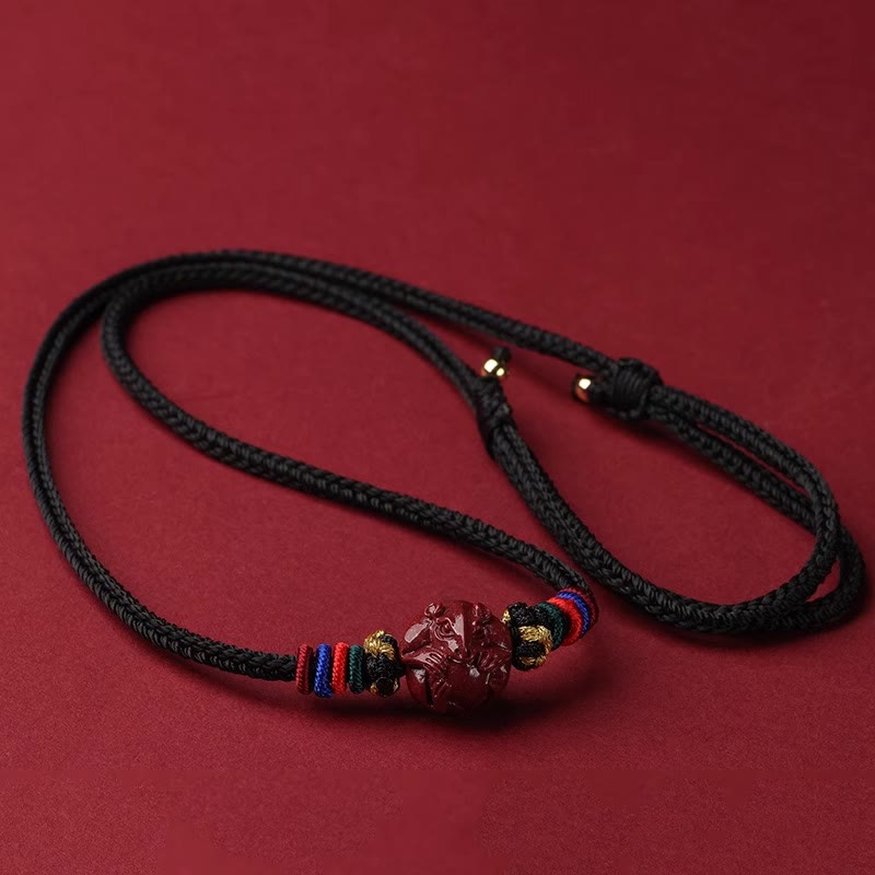 Wear FengShui Cinnabar Chinese Zodiac Black String Blessing Necklace Pendants