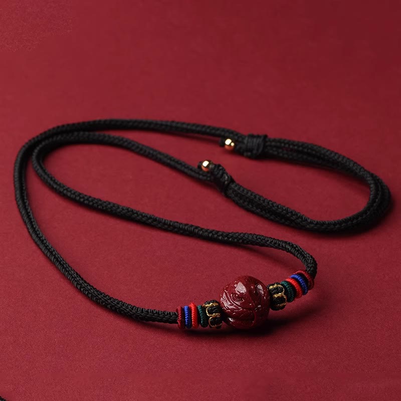 Wear FengShui Cinnabar Chinese Zodiac Black String Blessing Necklace Pendants