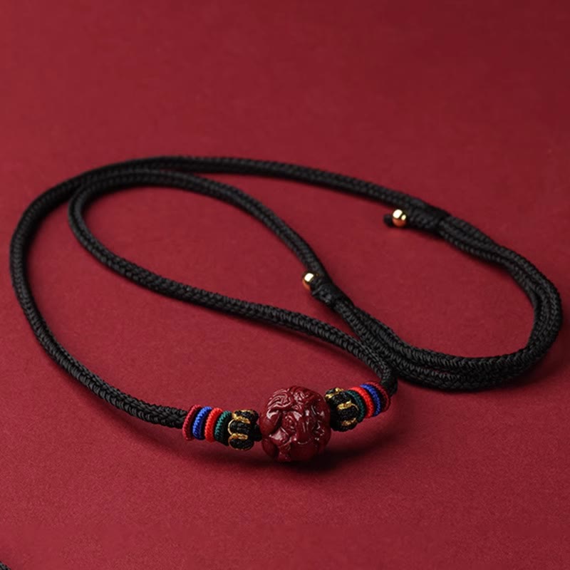 Wear FengShui Cinnabar Chinese Zodiac Black String Blessing Necklace Pendants