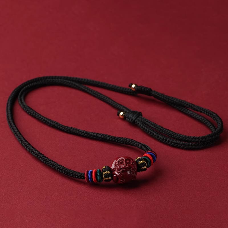 Wear FengShui Cinnabar Chinese Zodiac Black String Blessing Necklace Pendants