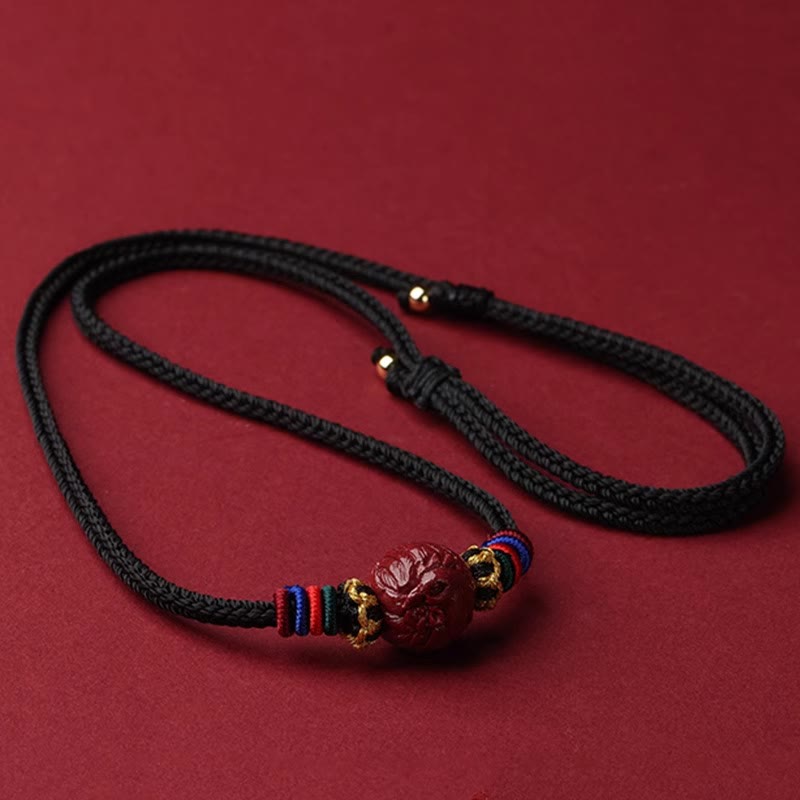 Wear FengShui Cinnabar Chinese Zodiac Black String Blessing Necklace Pendants