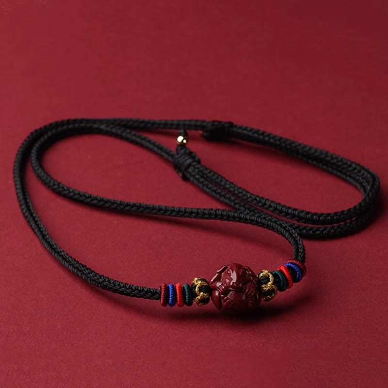 Wear FengShui Cinnabar Chinese Zodiac Black String Blessing Necklace Pendants