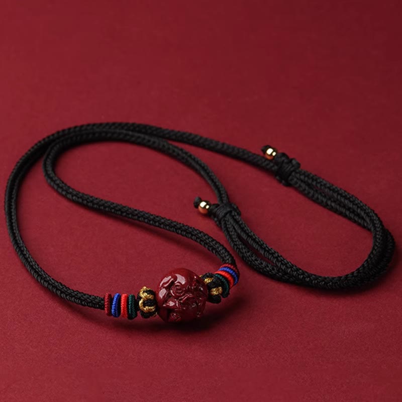 Wear FengShui Cinnabar Chinese Zodiac Black String Blessing Necklace Pendants
