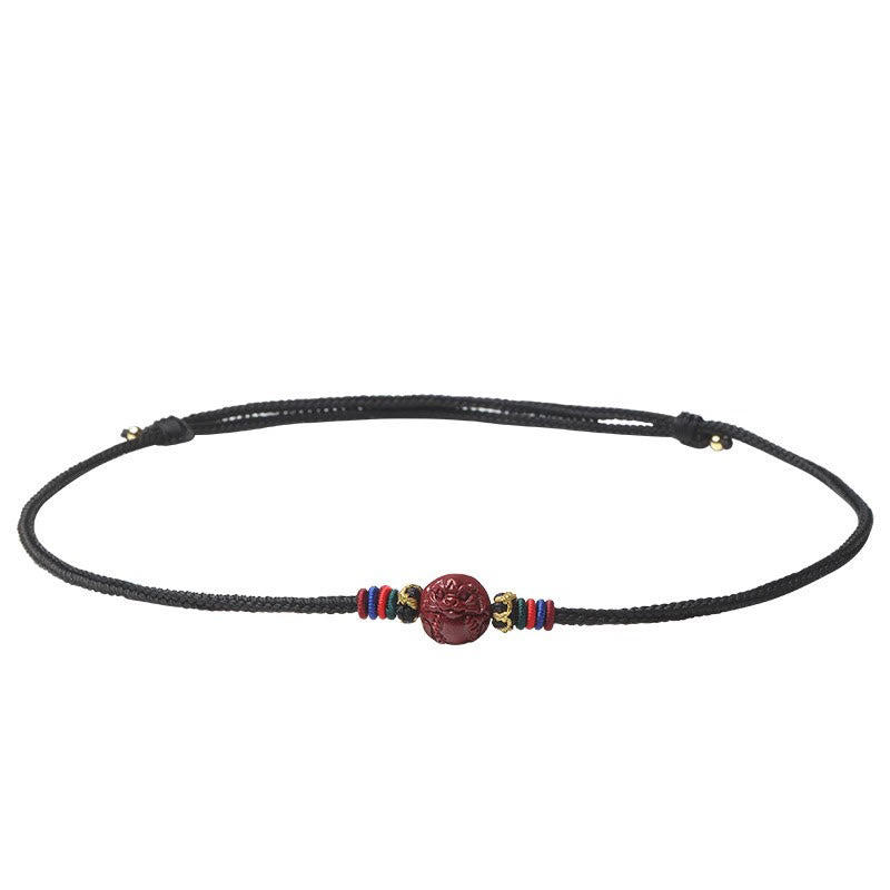 Wear FengShui Cinnabar Chinese Zodiac Black String Blessing Necklace Pendants