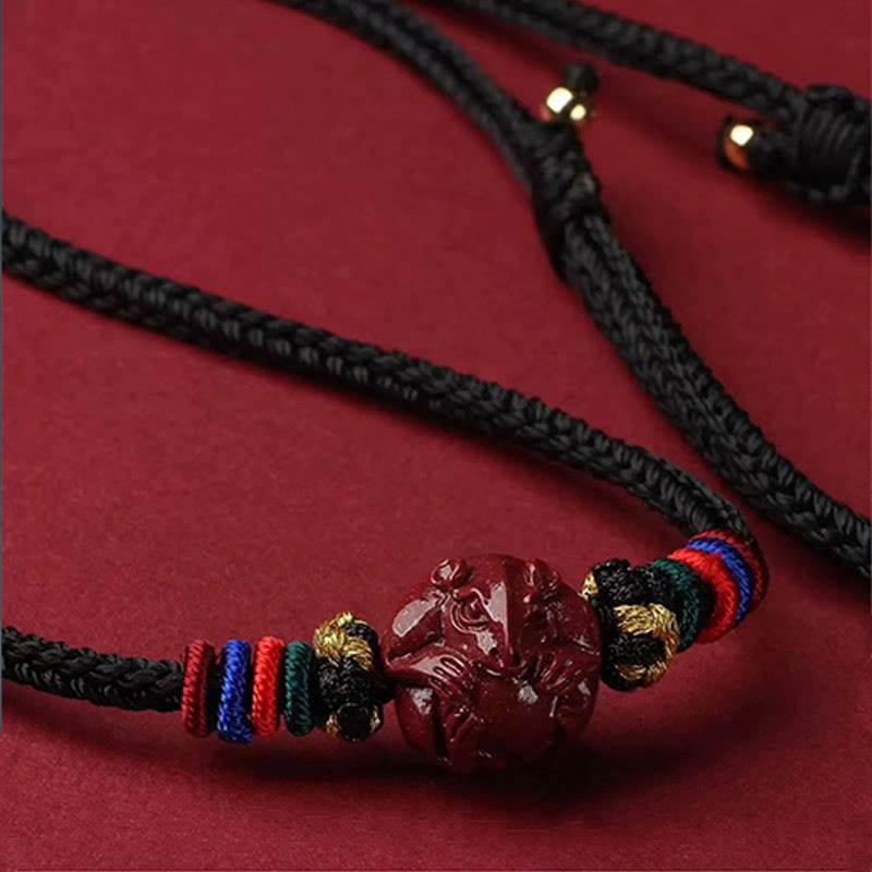 Wear FengShui Cinnabar Chinese Zodiac Black String Blessing Necklace Pendants