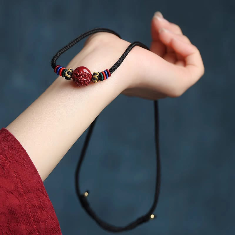 Wear FengShui Cinnabar Chinese Zodiac Black String Blessing Necklace Pendants