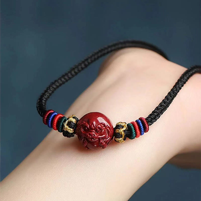 Wear FengShui Cinnabar Chinese Zodiac Black String Blessing Necklace Pendants