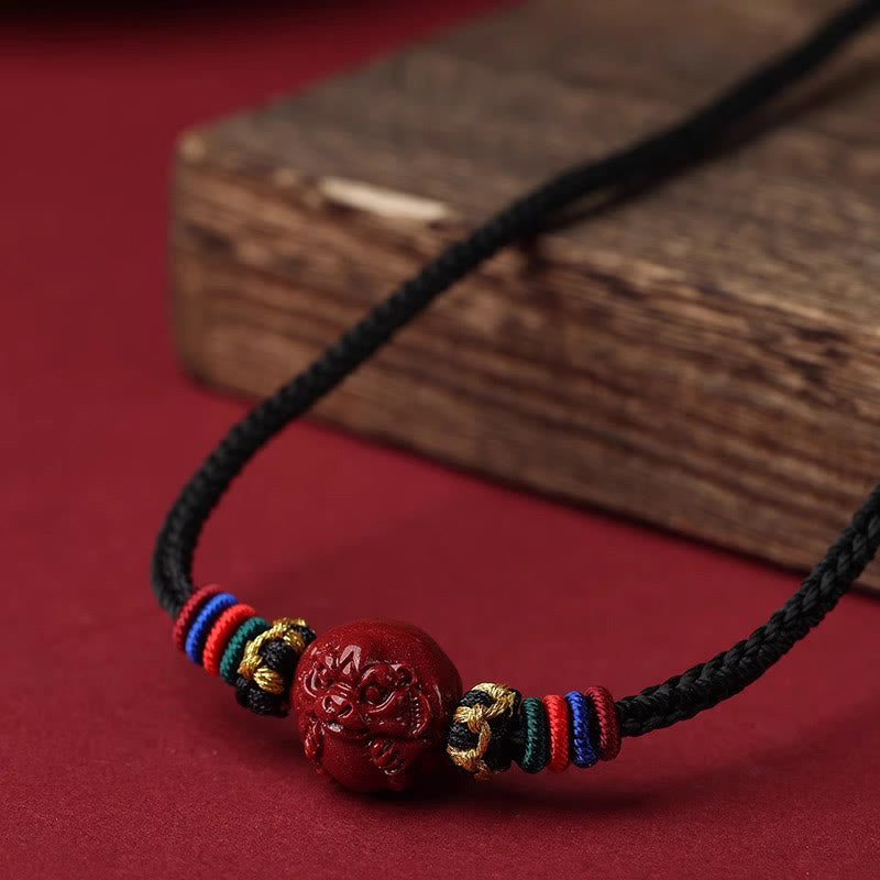 Wear FengShui Cinnabar Chinese Zodiac Black String Blessing Necklace Pendants