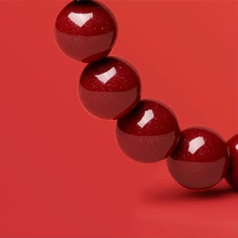 Wear FengShui Cinnabar Bead Hetian Jade Year Of The Snake Blessing Bracelet