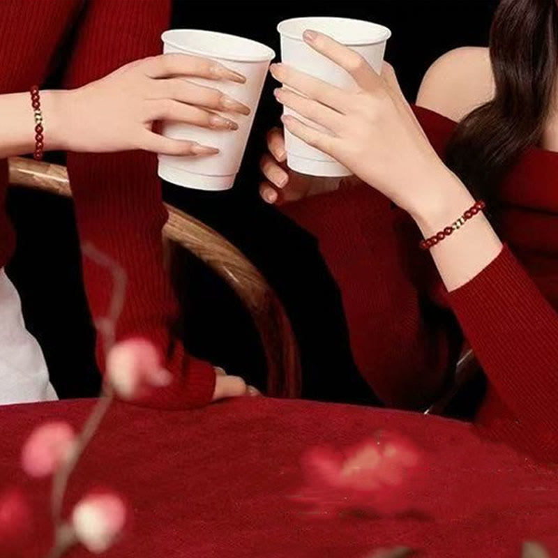 Wear FengShui Cinnabar Bead Hetian Jade Year Of The Snake Blessing Bracelet