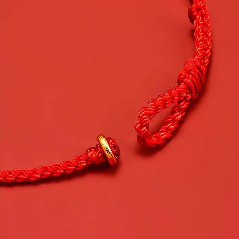 Wear FengShui Handmade Braided Red String 925 Sterling Silver Fu Character Luck Bracelet