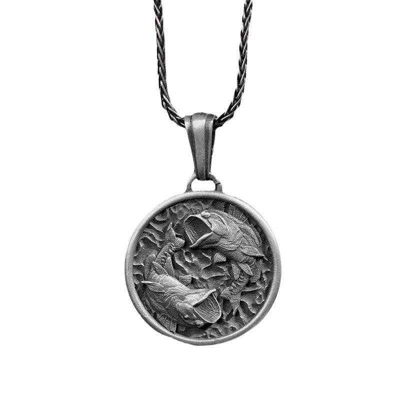 Wear FengShui Pure Tin Polishing Koi Fish Wealth Necklace Pendant