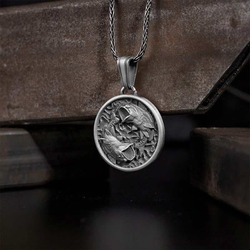Wear FengShui Pure Tin Polishing Koi Fish Wealth Necklace Pendant