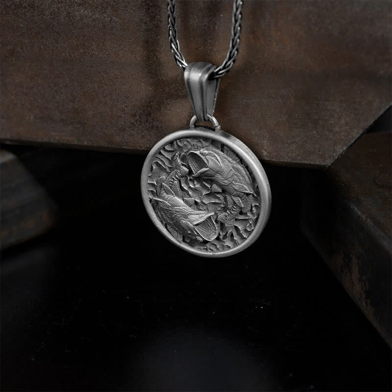 Wear FengShui Pure Tin Polishing Koi Fish Wealth Necklace Pendant