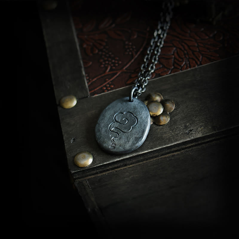 Wear FengShui 999 Sterling Silver 24k Gold Crane Auspicious Clouds Balance Necklace Pendant