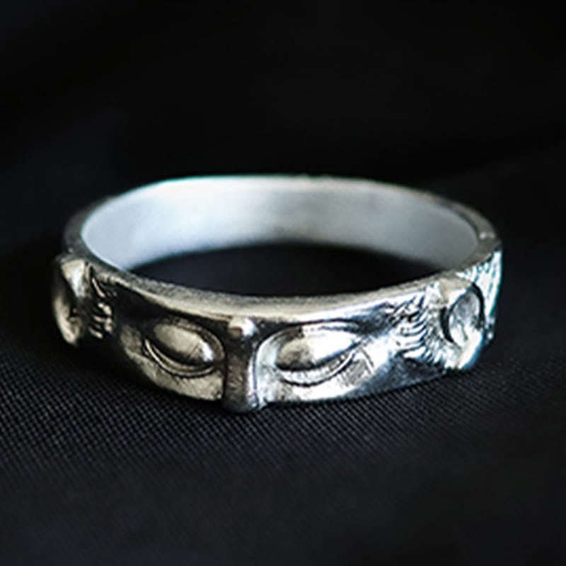 Wear FengShui 999 Sterling Silver Buddha Eyes Protection Ring