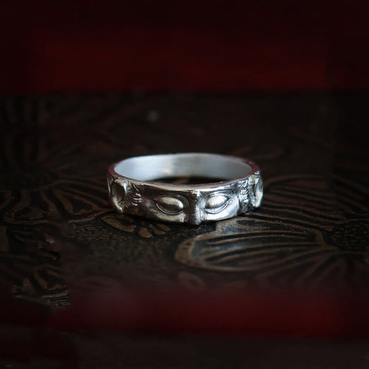 Wear FengShui 999 Sterling Silver Buddha Eyes Protection Ring