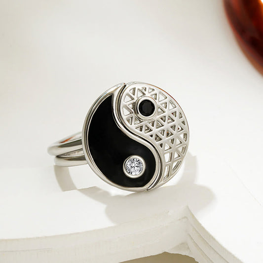 Wear FengShui Yin Yang Titanium Steel Cuff Balance Couple Ring