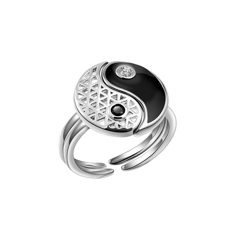 Wear FengShui Yin Yang Titanium Steel Cuff Balance Couple Ring