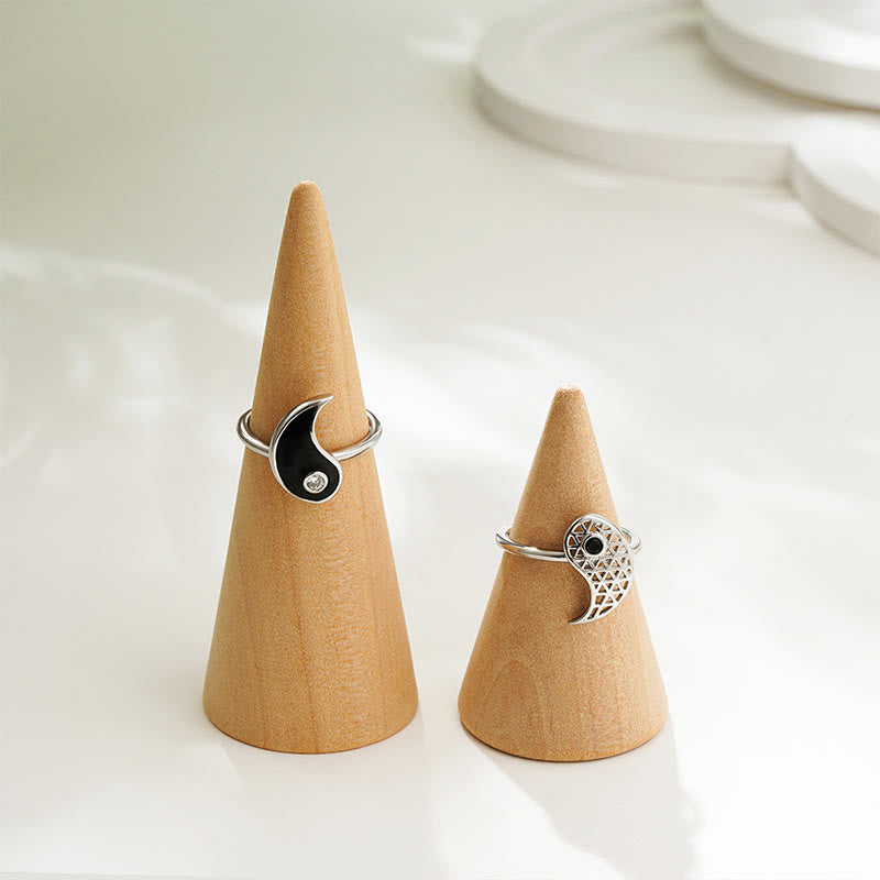 Wear FengShui Yin Yang Titanium Steel Cuff Balance Couple Ring