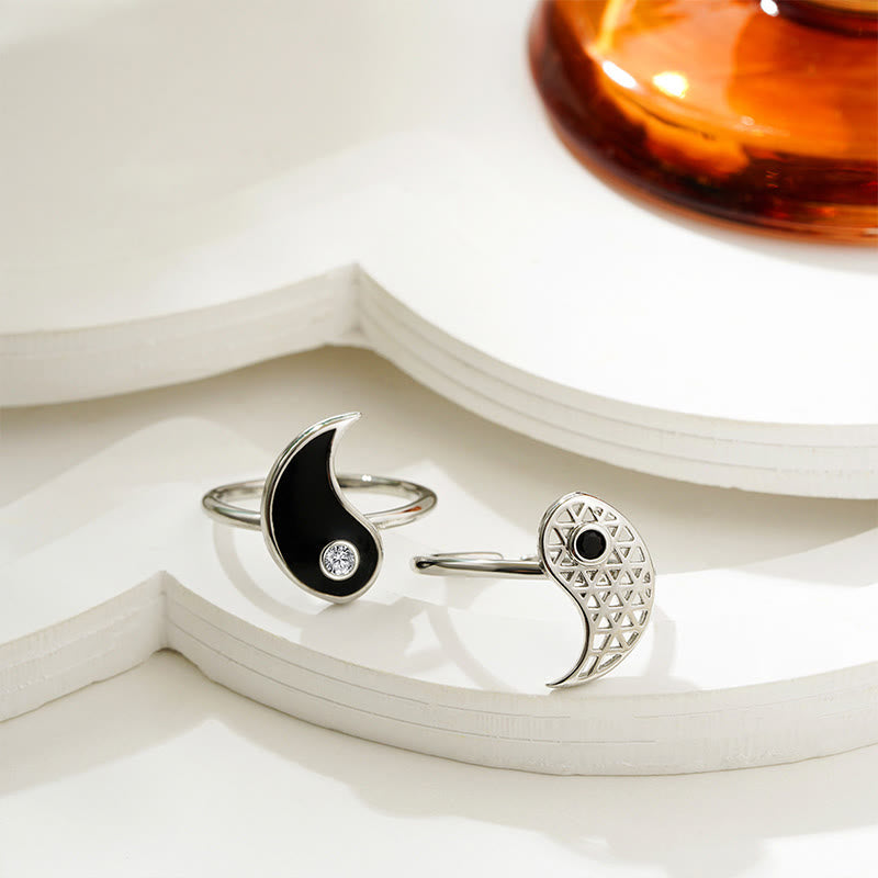 Wear FengShui Yin Yang Titanium Steel Cuff Balance Couple Ring