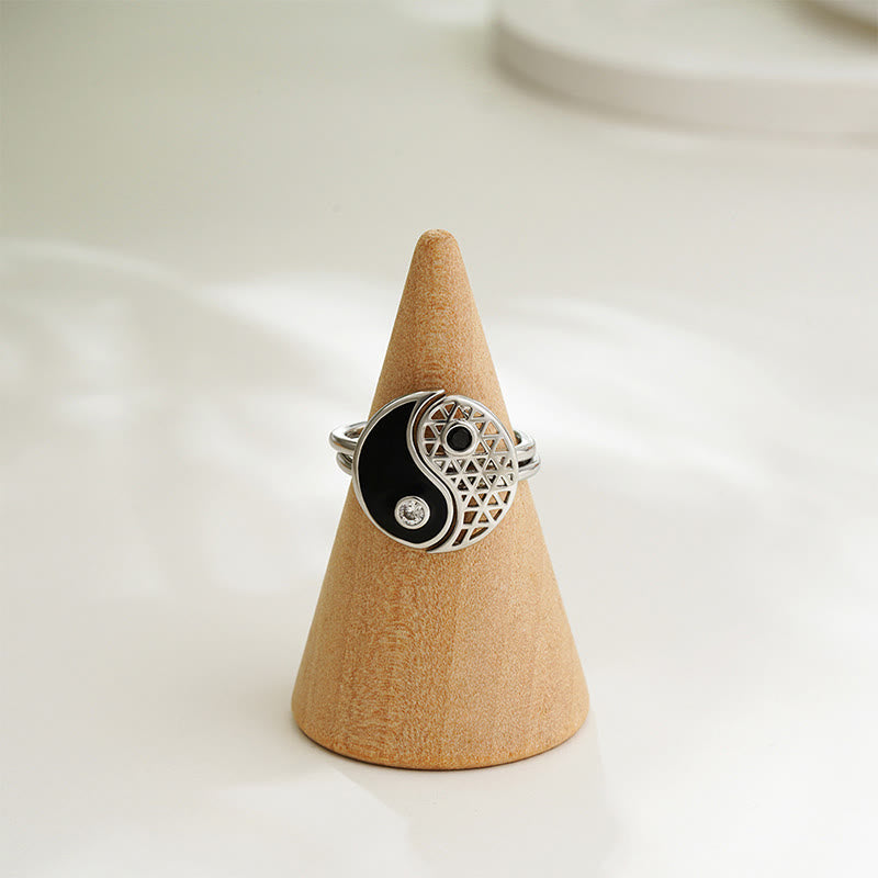 Wear FengShui Yin Yang Titanium Steel Cuff Balance Couple Ring