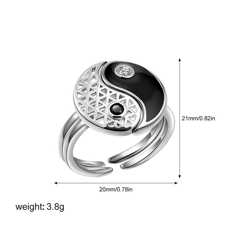 Wear FengShui Yin Yang Titanium Steel Cuff Balance Couple Ring