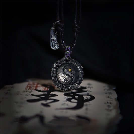 Wear FengShui 999 Sterling Silver Tai Chi Yin Yang Design Harmony Necklace Pendant