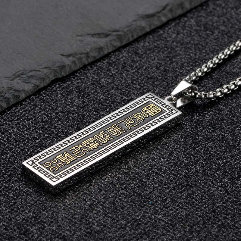 Wear FengShui The Nine-word Mantra Titanium Steel Bagua Yin Yang Balance Necklace Pendant