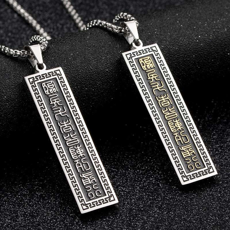 Wear FengShui The Nine-word Mantra Titanium Steel Bagua Yin Yang Balance Necklace Pendant