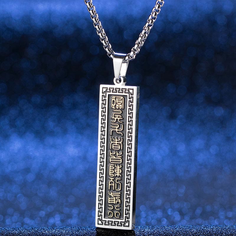 Wear FengShui The Nine-word Mantra Titanium Steel Bagua Yin Yang Balance Necklace Pendant