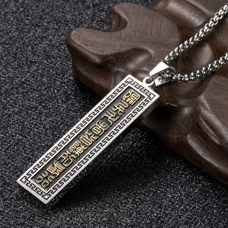 Wear FengShui The Nine-word Mantra Titanium Steel Bagua Yin Yang Balance Necklace Pendant