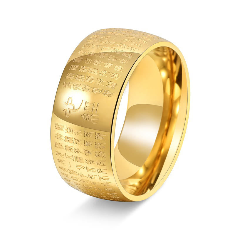Wear FengShui Tibetan Seal Heart Sutra Titanium Steel Balance Ring