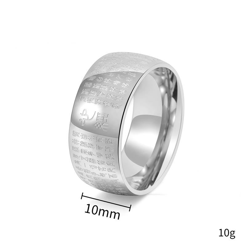 Wear FengShui Tibetan Seal Heart Sutra Titanium Steel Balance Ring