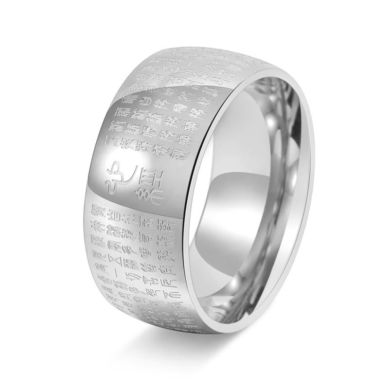 Wear FengShui Tibetan Seal Heart Sutra Titanium Steel Balance Ring