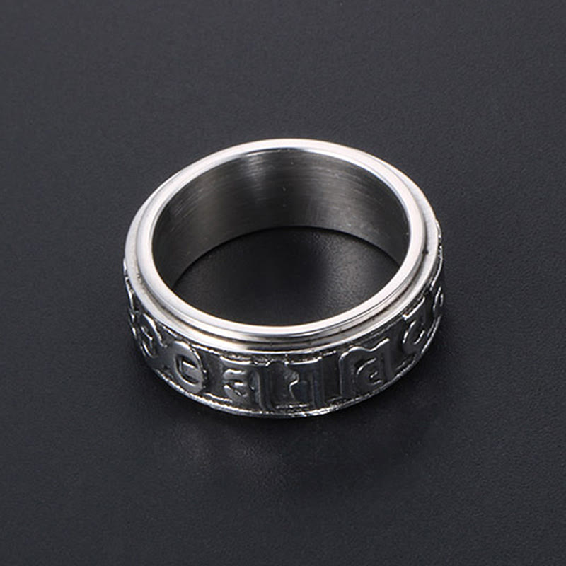 Wear FengShui Tibetan Om Mani Padme Hum Titanium Steel Spinner Balance Ring