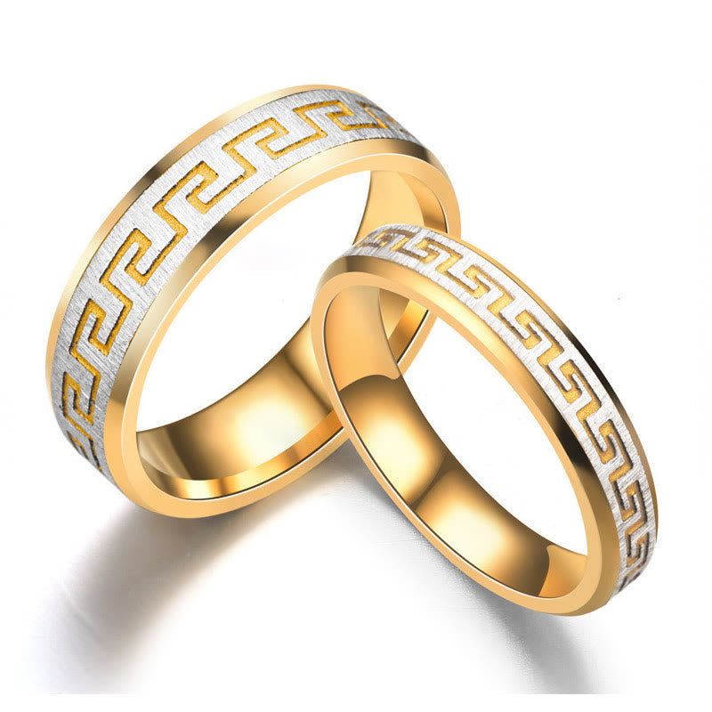 Wear FengShui Tibetan Great Wall Pattern Titanium Steel Balance Ring
